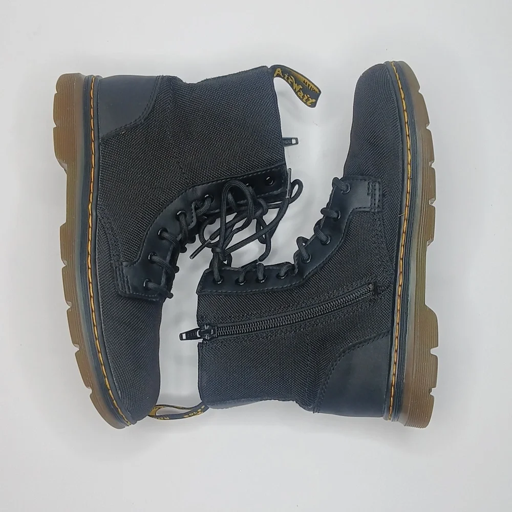 Dr. Martens Black 8 Eyelet Canvas Lace Up Combat‎ Boots